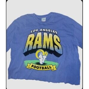 NEW NFL Los Angeles Rams Cut Off Shirt Women Size L Vintage Tubular Blue